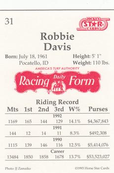 1993 Jockey Star #31 Robbie Davis Back